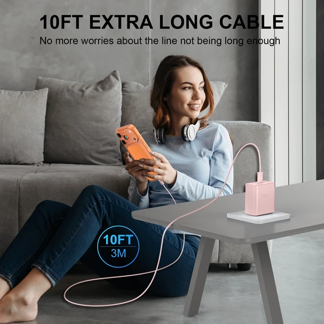 Alt view image 7 of 7 - Phone 18 17 Pro Max Charger Fast Charging 45W USBC Phone Duo Fast Charger | New iPhone Super Fast Charger with 10 FT Long Type C Fast Charging Cable Cord for iPhone 18 Pro Max/Pro/Duo/17/16/Pro Max