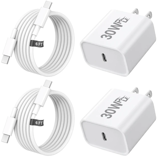 Main image of iPhone 18 17 16 15 Charger Fast Charging 30W USB C Chargers Block | Type C Charger 2 Pack 6FT Cord for iPhone 18/18 Pro Max/iPhone Duo/17/17 Plus/17 Pro Max/16/16 Pro Max/15 Pro Max/iPad Pro