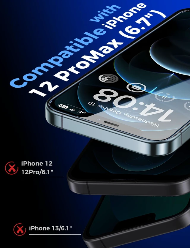 Alt view image 2 of 7 - 2 Pack for iPhone 12 Pro Max Glass Screen Protector 6.7 inch | Easy Installation,Auto Dust-Elimination, Bubble Free, HD Clear,Tempered Glass