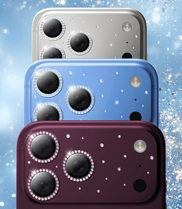 Alt view image 6 of 7 - for iPhone 18 Pro Max Camera Lens Protector, Not Easy to Break Ultra Bright Round Gold Diamond Bling Tempered Glass Metal Frame Camera Cover for iPhone 18 Pro Max Lens Case Friendly, Burgundy