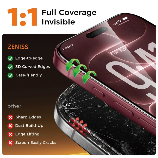 Alt view image 4 of 7 - NeverBreak 9H+ Hardness for iPhone 18 Pro Max Screen Protector 12FT Military Grade Protection (Scratch, Shatter, Drop Resistance) 18 ProMax Tempered Glass Full Edge Coverage Case Friendly 6.9" 2 Pack