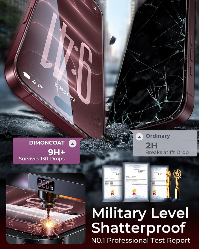 Alt view image 3 of 7 - Top 9H++ Glass 2 Pack for iPhone 18 Pro Max Screen Protector | 13FT Drop Tested, Stronger Edge Protection, Military-Grade Armor, Case Friendly, Easy Installation, Bubble-Free, Anti-Scratch