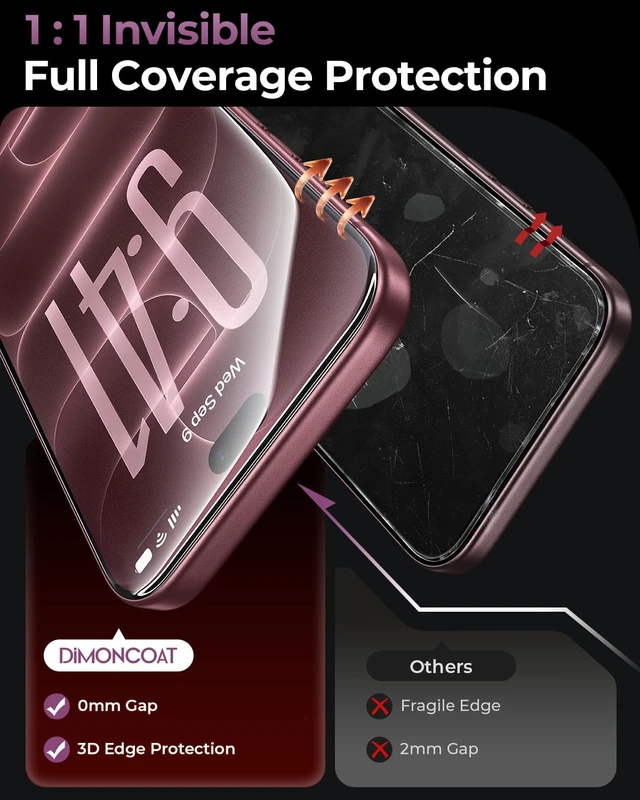 Alt view image 4 of 7 - Top 9H++ Glass 2 Pack for iPhone 18 Pro Max Screen Protector | 13FT Drop Tested, Stronger Edge Protection, Military-Grade Armor, Case Friendly, Easy Installation, Bubble-Free, Anti-Scratch