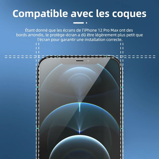 Alt view image 3 of 7 - 3 Pack Designed for iPhone 12 Pro Max Screen Protector (6.7"), Enhanced Tempered Glass Protection, Case Friendly Anti Scratch Bubble Free Ultra Resistant