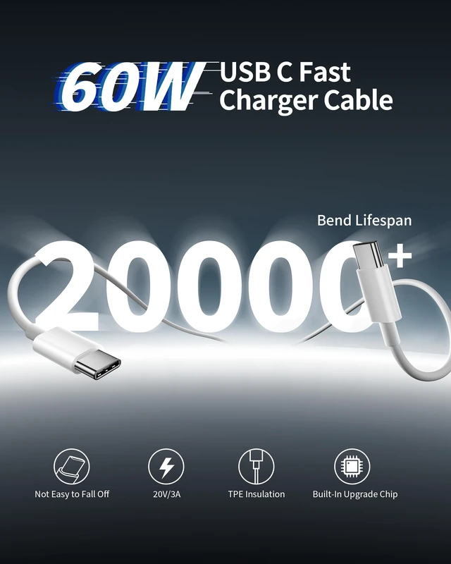Alt view image 7 of 7 - for iPhone Duo/18 Pro/18 Pro Max Charger Fast Charging, 40W USB C Charger | Dual Port Type C Super Fast Charger Block with 10FT Long USB C Cable Cord, for iPhone 18 Pro Max/18 Pro/Duo/18/17/16/15