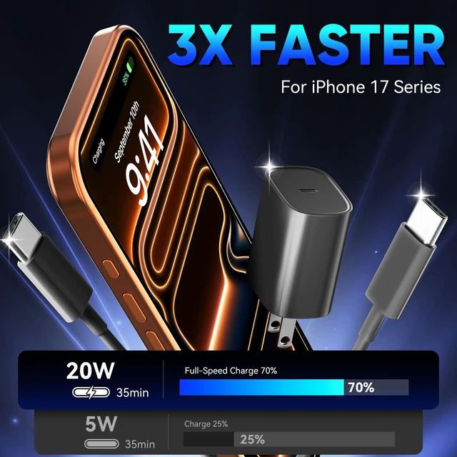 Alt view image 3 of 7 - iPhone 18 17 16 Pro Max Charger Fast Charging, 20W iPhone Duo USB C Charger | with 10 ft Long Type C Chargers Fast Charging Cable Cord for iPhone 18 Pro Max/18 Pro/Duo/17 Pro Max/17 Pro/Air/16/15