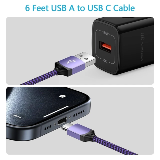 Alt view image 7 of 7 - for iPhone 16e 17e 17 18 Pro Max Air, 6FT Fast Charging Cable Charger for | iPhone 16e, 16, 16 Pro Max, 16 Pro, 16 Plus, 15, 15 Pro Max, 15 Pro, 15 Plus, Power Cord Phone Charger, USB A to Type C Cord