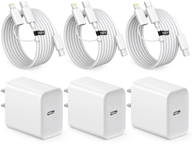 Main image of iPhone 18 17 16 15 Charger 3 Pack 20W iPhone Charger Fast Charging | USB C Charger Block Type C Charger 10FT Cord for iPhone Duo/18/18 Pro/18 Pro Max/17/17 Pro/17 Pro Max/16 Pro Max/15 Pro/14Max