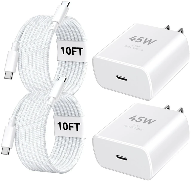 Main image of 45W USB C Super Fast Charger for iPhone 17 16 15Pro Max, 45 Watt Type C Charger Block with 10FT Nylon Braided Charging Cable for 17 16 Pro Max/17 16 Pro/16 Plus,15 Pro Max/15 Pro/15, Android Phone
