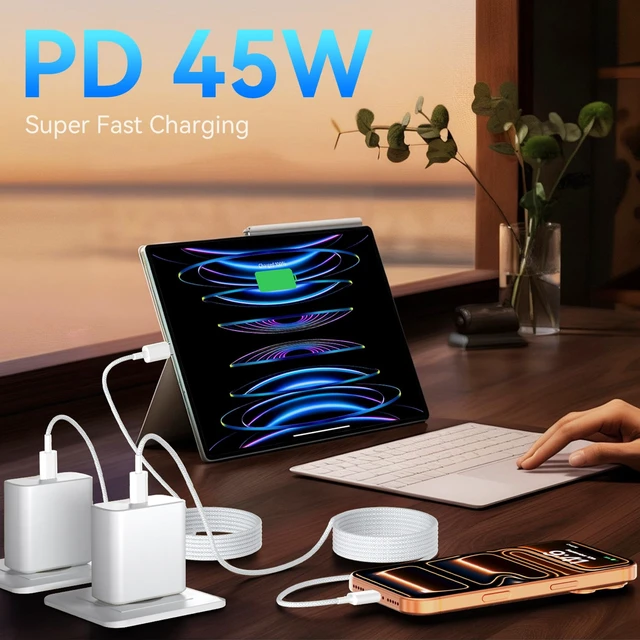 Alt view image 7 of 7 - 45W USB C Super Fast Charger for iPhone 17 16 15Pro Max, 45 Watt Type C Charger Block with 10FT Nylon Braided Charging Cable for 17 16 Pro Max/17 16 Pro/16 Plus,15 Pro Max/15 Pro/15, Android Phone