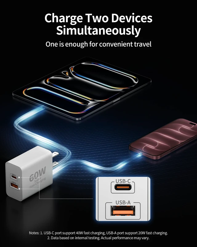 Alt view image 3 of 7 - foriPhone 18 Pro Max Duo 17 Charger Fast Charging, 3Pack 60W USB C Charger | Dual Port Type C Super Fast Charging Block with 10FT Long USB C Cable Cord, for iPhone Duo/18 Pro/18 Pro Max/18/17/16 Pro