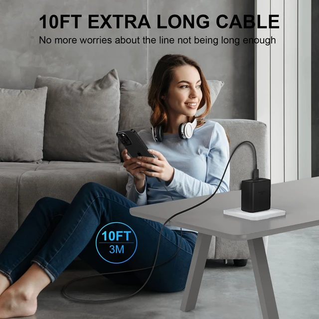 Alt view image 7 of 7 - iPhone 18 17 Pro Max Charger Fast Charging 45W iPhone Duo Fast Charger | New iPhone Super Fast Charger with 10 FT Long Type C Fast Charging Cable Cord for iPhone 18 Pro Max/Pro/Duo/17/16/Pro Max/S26