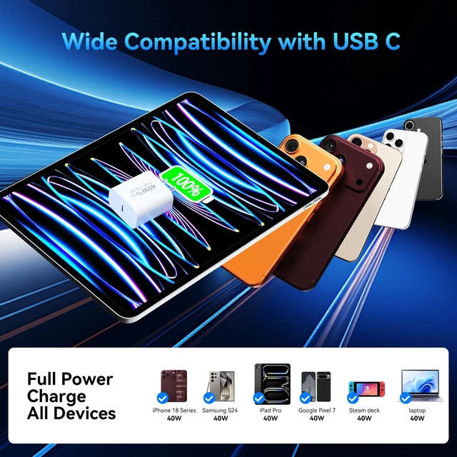 Alt view image 6 of 7 - iPhone 17 16 18 Pro Max Charger Fast Charging, 40W USB C Fast Phone Charger | Extra Long 10FT Type C Charger Fast Charging Cable Cord for iPhone 17 16 18 Pro Max/17 16 18 Pro /Air/Duo/Plus/15/S24/S25