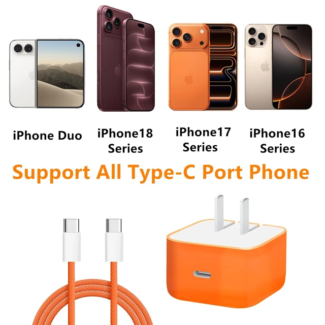 Alt view image 3 of 7 - iPhone18 Pro Max Dynamic Power Adapter Charger with Woven Cable (3.3ft) | Cosmic Orange Foldable Fast Charger Set For iPhone Duo / 18 Pro Max / 18 Pro / 17 Pro Max / 17 Pro / 17 / Air / Samsung Fold8
