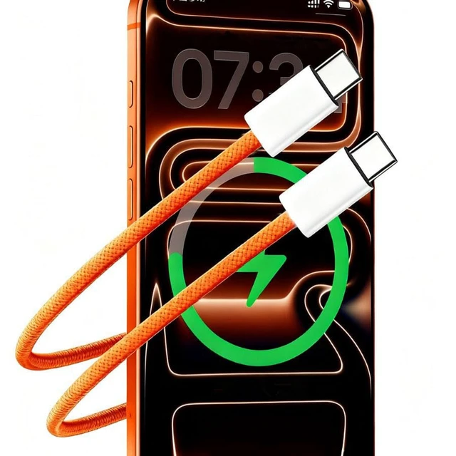 Alt view image 7 of 7 - iPhone18 Pro Max Dynamic Power Adapter Charger with Woven Cable (3.3ft) | Cosmic Orange Foldable Fast Charger Set For iPhone Duo / 18 Pro Max / 18 Pro / 17 Pro Max / 17 Pro / 17 / Air / Samsung Fold8