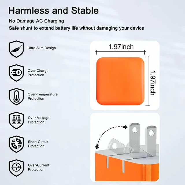 Alt view image 5 of 7 - iPhone18 Pro Max Dynamic Power Adapter Charger with Woven Cable (3.3ft) | Cosmic Orange Foldable Fast Charger Set For iPhone Duo / 18 Pro Max / 18 Pro / 17 Pro Max / 17 Pro / 17 / Air / Samsung Fold8
