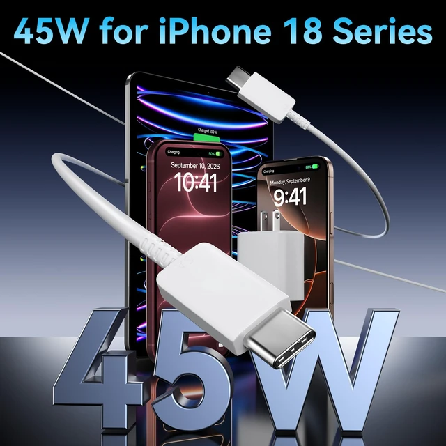 Alt view image 5 of 7 - USB C iPhone 18 Pro Max Duo Charger Fast Charging 10FT Long Cord | Fast Type C Phone Charger for iPhone 18 Pro/Pro Max, iPhone DUO, iPhone 17/17 Pro/17 Pro Max/16 15 Pro/Pro Max, Galaxy, White