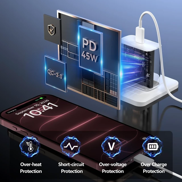Alt view image 6 of 7 - USB C iPhone 18 Pro Max Duo Charger Fast Charging 10FT Long Cord | Fast Type C Phone Charger for iPhone 18 Pro/Pro Max, iPhone DUO, iPhone 17/17 Pro/17 Pro Max/16 15 Pro/Pro Max, Galaxy, White