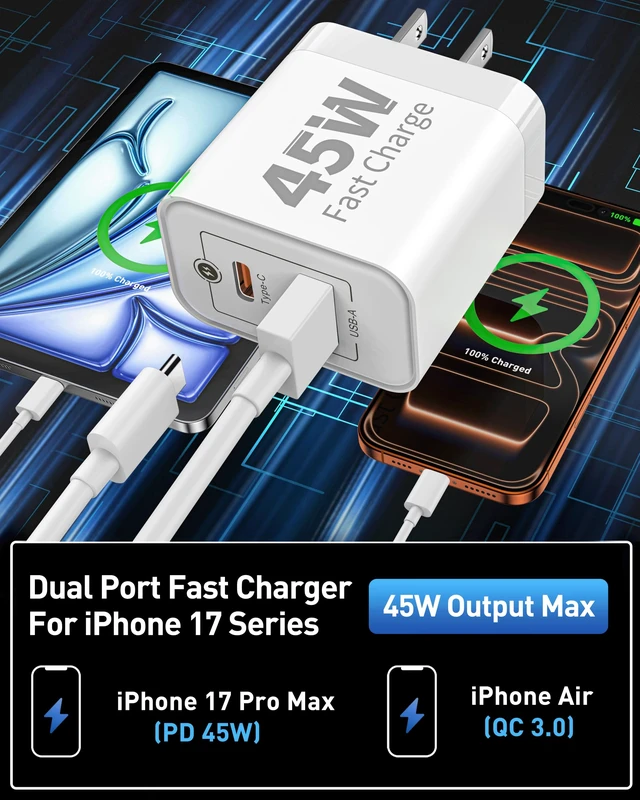 Alt view image 2 of 7 - for iPhone 18 Pro Max/18 Pro/Duo Charger Fast Charging, 45W USB C Charger | 3 Pack Type C Super Fast Charging Block with 6FT USB C to C Cable, for iPhone 18/18 Pro/18 Pro Max/Duo/17/16/15 Pro Max,