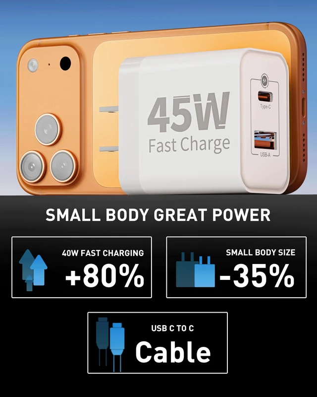 Alt view image 7 of 7 - for iPhone 18 Pro Max/18 Pro/Duo Charger Fast Charging, 45W USB C Charger | 3 Pack Type C Super Fast Charging Block with 6FT USB C to C Cable, for iPhone 18/18 Pro/18 Pro Max/Duo/17/16/15 Pro Max,