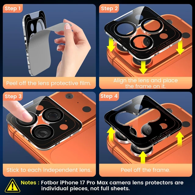 Alt view image 3 of 7 - Compatible for 3 Pack iPhone 17 Pro Max Screen Protector with 1 Set Camera Lens Protector, 2025 Upgrade 9H+ Premium Tempered Glass 17 Promax, Easy Installation Kits, 6.9 inch