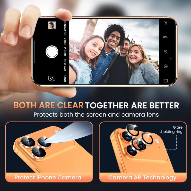 Alt view image 6 of 7 - Compatible for 3 Pack iPhone 17 Pro Max Screen Protector with 1 Set Camera Lens Protector, 2025 Upgrade 9H+ Premium Tempered Glass 17 Promax, Easy Installation Kits, 6.9 inch