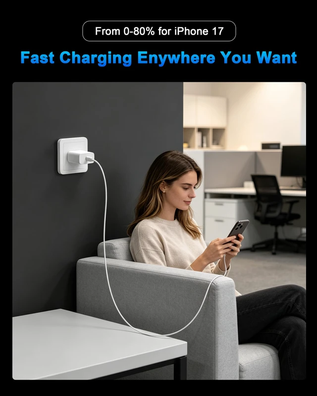 Alt view image 5 of 7 - 18 17 16 Pro Max Charger Fast Charging 10FT, 20W USB C Charger Block | 2 Pack 20W Type C Charger with 10FT Long USB-C to USB-C Woven Charge Cable for iPhone Duo/18 Pro/18 Pro Max/17 16 15 Pro Max