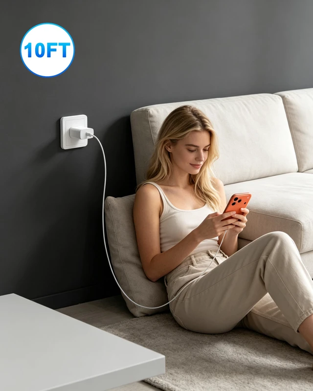 Alt view image 7 of 7 - 18 17 16 Pro Max Charger Fast Charging 10FT, 20W USB C Charger Block | 2 Pack 20W Type C Charger with 10FT Long USB-C to USB-C Woven Charge Cable for iPhone Duo/18 Pro/18 Pro Max/17 16 15 Pro Max