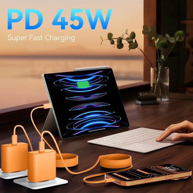 Alt view image 6 of 6 - Super Fast USB C Charger for iPhone 17 16 Pro Max Charger, 10FT Long iPhone Chargers Fast Charging Cord Cable for iPhone 17 16 Pro Max/17 16 Pro/16 Plus,15 Pro Max/15, Android Phone-Orange