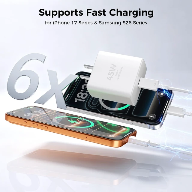 Alt view image 3 of 7 - for iPhone 18 17 16 Pro Max Charger Fast Charging, 45W USB C Fast Charger | with 10FT & 6FT Long USB Type C Charging Cable Cord for iPhone Duo/18Pro/ Pro Max/17/17 Pro/17 Pro Max/Air, 16
