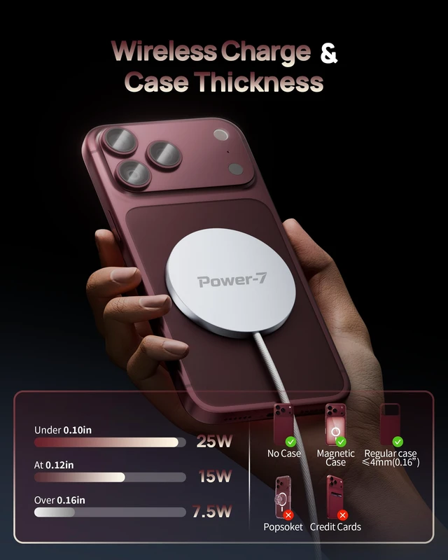 Alt view image 6 of 7 - for iPhone 18 Pro Max Duo 17 16 15 Charger,25W 6FT Wireless Charger | Magnetic Fast Charging Pad, with 30W USB C Charger Block for iPhone Duo/18 Pro/18 Pro Max/18/17/16/15/14/13/12 Pro Max/Plus