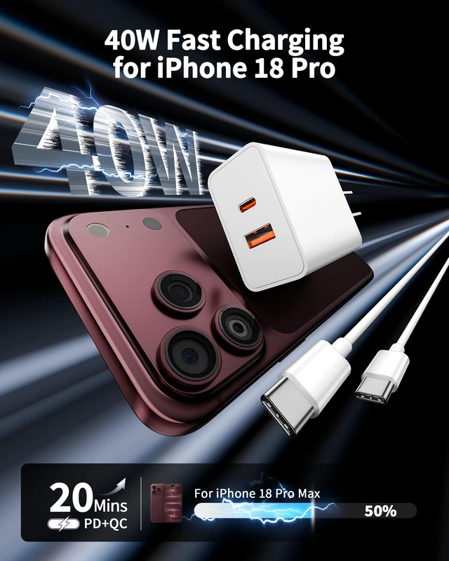 Alt view image 2 of 7 - for iPhone 18 17 16 Pro Max Charger Fast Charging, 2 Pack USB C Charger | Dual Port Type C Charging Block with 6FT USB C Cable Cord, for iPhone Duo/18 Pro/18 Pro Max/18/17/17 Pro Max/16/15 Plus, iPad
