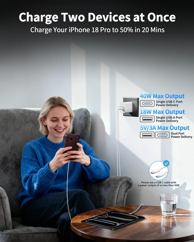 Alt view image 3 of 7 - for iPhone 18 17 16 Pro Max Charger Fast Charging, 2 Pack USB C Charger | Dual Port Type C Charging Block with 6FT USB C Cable Cord, for iPhone Duo/18 Pro/18 Pro Max/18/17/17 Pro Max/16/15 Plus, iPad