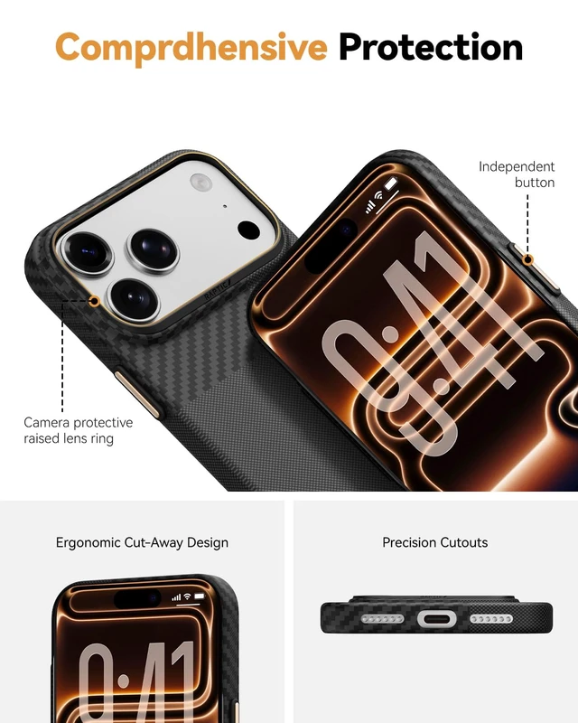 Alt view image 3 of 7 - for iPhone 18 Pro Max Case 6.9", Caseless Feeling, Aramid, Black | Barely There Feel UltraSlim Case, Camera QuickControl Button, MagSafe Compatible, 1500D Aramid Fiber Woven, Silky Texture