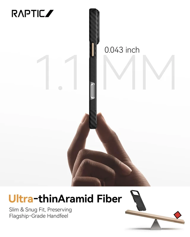 Alt view image 5 of 7 - for iPhone 18 Pro Max Case 6.9", Caseless Feeling, Aramid, Black | Barely There Feel UltraSlim Case, Camera QuickControl Button, MagSafe Compatible, 1500D Aramid Fiber Woven, Silky Texture