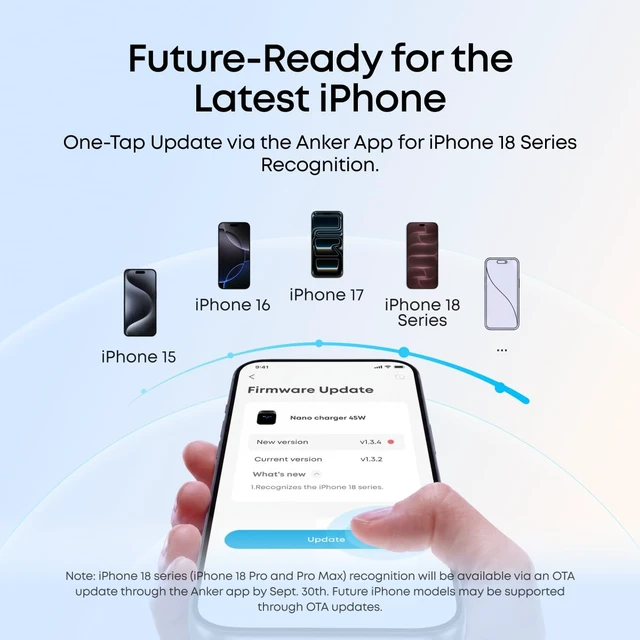 Alt view image 4 of 7 - Nano Smart Display Charger, 45W Max USB C Charger for iPhone 18 Pro | New iPhone Recognition and AVS Support via OTA Update, Care Mode Extends Battery Life, Phone Charger for iPhone 18/17 Pro Max