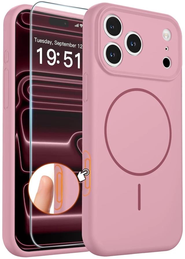 Main image of for iPhone 18 Pro Max Case/iPhone 17 Pro Max Case,Rose Pink | Full Camera Protection,Camera Control Cover,Compatible with MagSafe,with Screen Protector,Silicone Phone Case