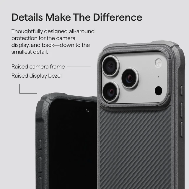 Alt view image 6 of 7 - for iPhone 18 Pro Max Case Military-Grade Protection, Black/Grey | 600D Aramid Fiber Woven Compatible with MagSafe with Camera Control Button Drop Shockproof for 18 Pro Max Phone Case 6.9"