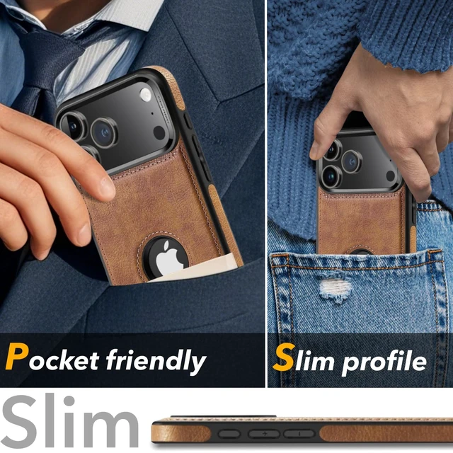 Alt view image 7 of 7 - Leather Case for iPhone 18 Pro Max, MagSafe Compatible, Brown | Upgraded N56 Magnet, Hidden Kickstand, Logo Cutout, Slim Shockproof Design, Raised Screen and Camera Protection