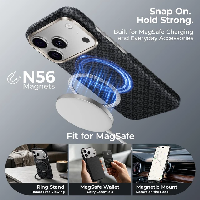 Alt view image 4 of 6 - for iPhone 18 Pro Max Case with MagSafe, ArmorGrid Ultra-Slim Case | Bare-Phone Feel, Kevlar Aramid Fiber, Strong Magnets, Refined Woven Feel, Comfortable Grip, Minimalist Design