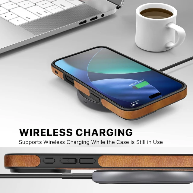 Alt view image 5 of 6 - for iPhone 18 Pro Max Leather Case with Adjustable Kickstand Brown | Drop Protection Phone Cover,Built-in Invisible Stand,Durable PU Leather,Slim fit,Anti-Slip,for Men Women