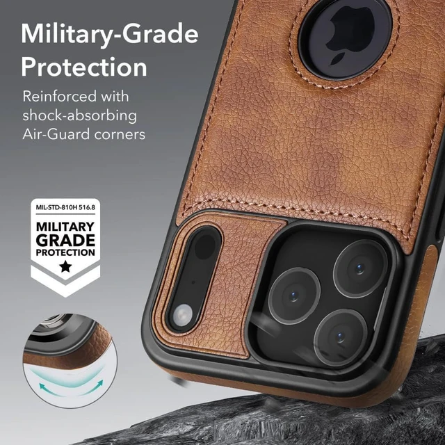 Alt view image 6 of 6 - for iPhone 18 Pro Max Leather Case with Adjustable Kickstand Brown | Drop Protection Phone Cover,Built-in Invisible Stand,Durable PU Leather,Slim fit,Anti-Slip,for Men Women