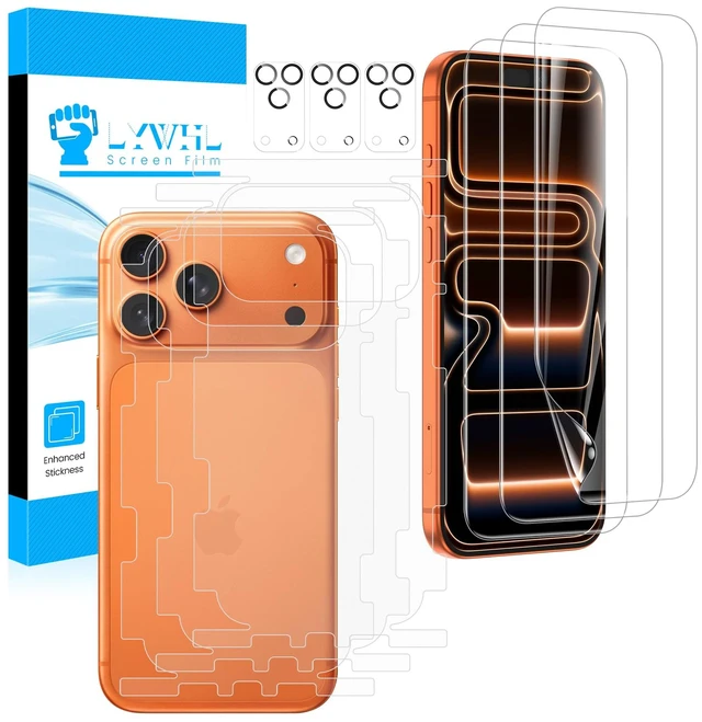 Main image of 3+3+3 Pack for iPhone 17 Pro Max Full Body Skin Wrap | Flexible film with Camera Lens Protector, Self Healing HD Clear Easy Install Scratch Resistant