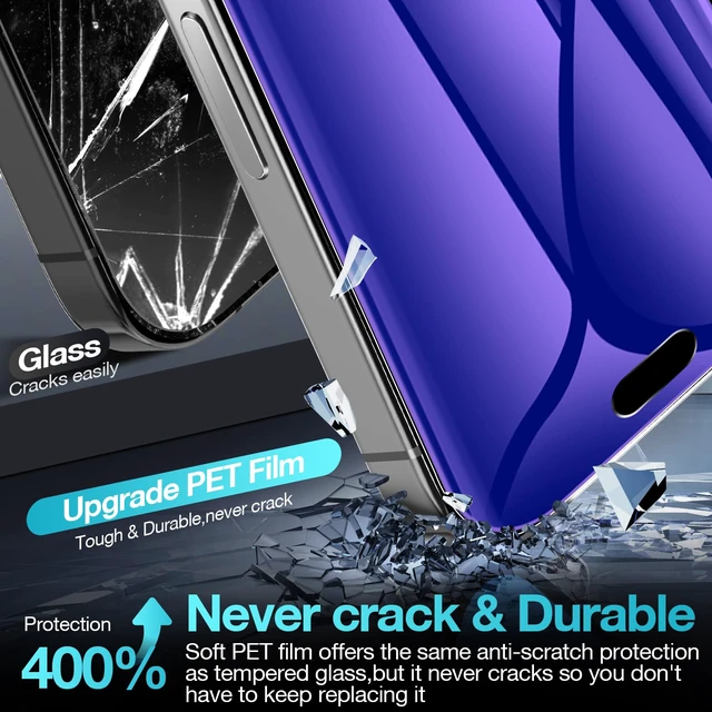 Alt view image 2 of 7 - 2 Pack Privacy Screen Protector for iPhone 18 Pro Max (NOT Glass), Purple Anti Blue Light Flexible PET Film for iPhone 18 Pro Max with [Easy InstallatUltra-Thin, Fingerprint-resistant, Non-breakable