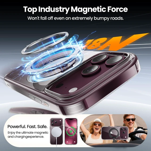 Alt view image 6 of 7 - for iPhone 18 Pro Max Case with StandAnti-YellowingClear | With 1X Screen Protector+1X Camera Protector,Fit for MagSafeShockproofDrop proof & Scratch-Resistant Phone Case for 6.9"