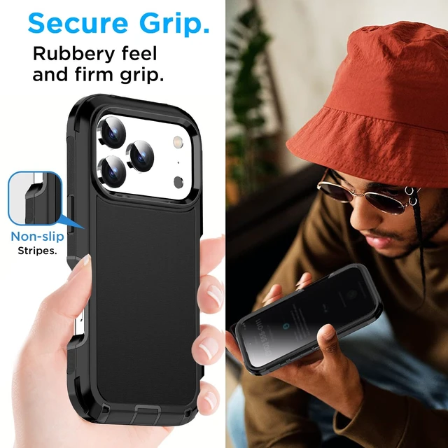Alt view image 4 of 7 - for iPhone 18 Pro Max Case with Heavy Duty Drop Protection_1 Black | Protection Full Body Rugged Shockproof/Drop Proof/DustProof Military Grade Tough Durable Cover for iphone 18 Pro Max 2026_2