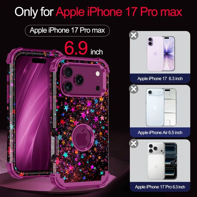 Alt view image 3 of 7 - for iPhone 18 Pro Max Case,iPhone 17 Pro Max Case,Glow in The Dark Three Layer Heavy Duty Sturdy Shockproof Protection Hard PC+Soft TPU Bumper Case for Apple 18/17 Pro Max,Colorful