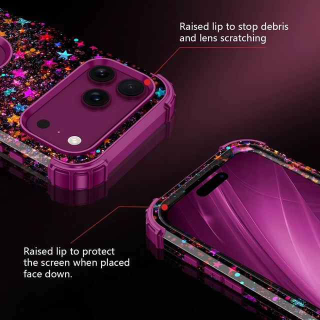 Alt view image 7 of 7 - for iPhone 18 Pro Max Case,iPhone 17 Pro Max Case,Glow in The Dark Three Layer Heavy Duty Sturdy Shockproof Protection Hard PC+Soft TPU Bumper Case for Apple 18/17 Pro Max,Colorful