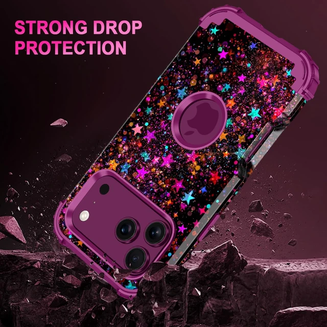 Alt view image 6 of 7 - for iPhone 18 Pro Max Case,iPhone 17 Pro Max Case,Glow in The Dark Three Layer Heavy Duty Sturdy Shockproof Protection Hard PC+Soft TPU Bumper Case for Apple 18/17 Pro Max,Colorful