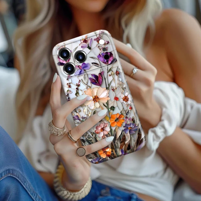 Alt view image 4 of 7 - for iPhone 18 Pro Case, Cute Floral Aesthetic Cover for Women | Wireless Charging Compatible, Dual-Layer Hard Shell + Silicone, Shockproof Protective Phone Case for Girls